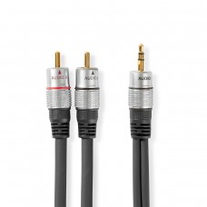 Laidas 3.5mm stereo - 2RCA (K-K) 5m antracito (anthracite) gold Nedis 